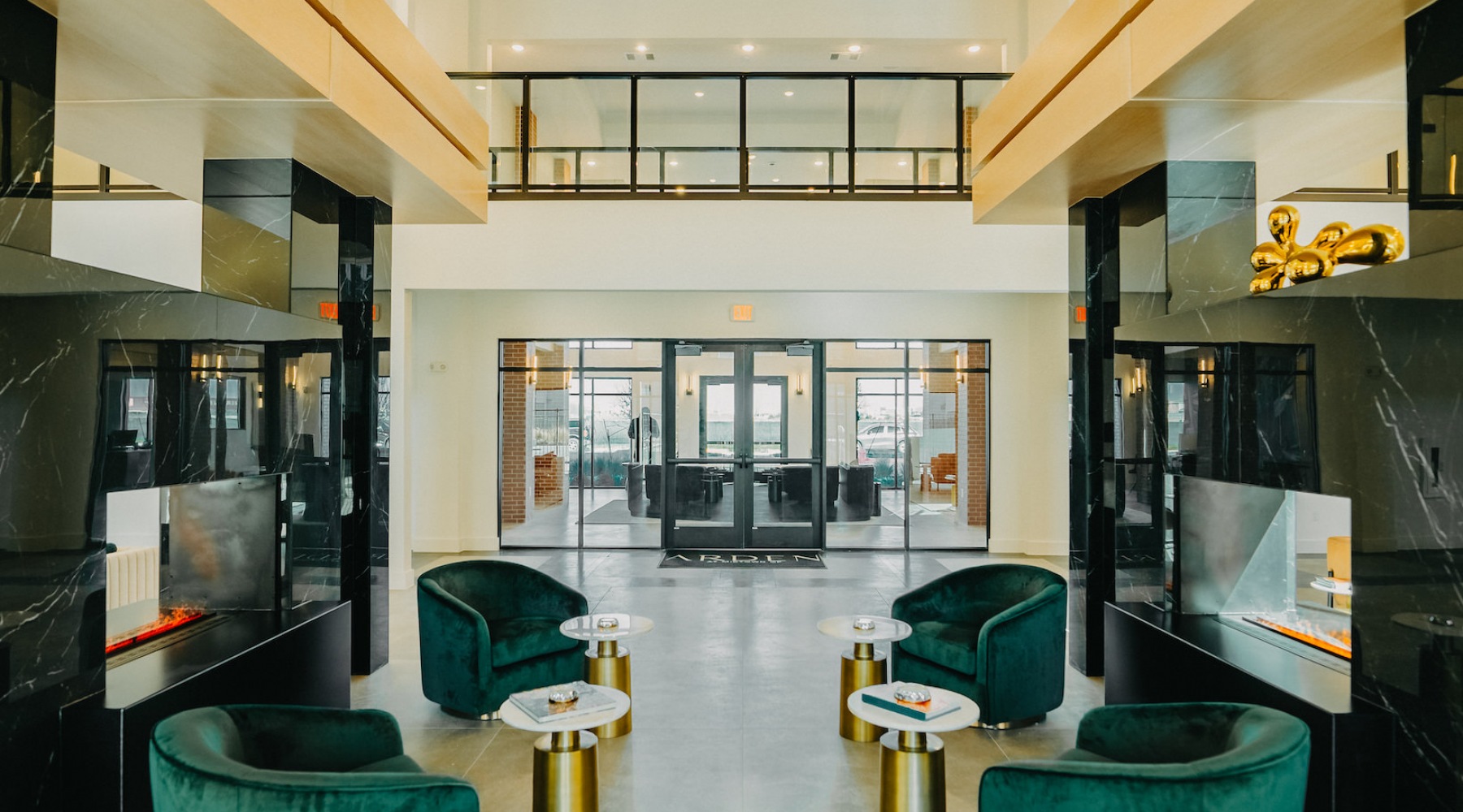 a clubhouse with chairs and tables